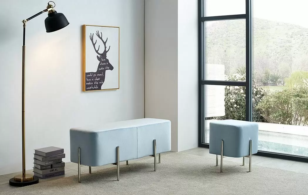 Банкетка Gatsby малая, голубой/серебро - фото 2