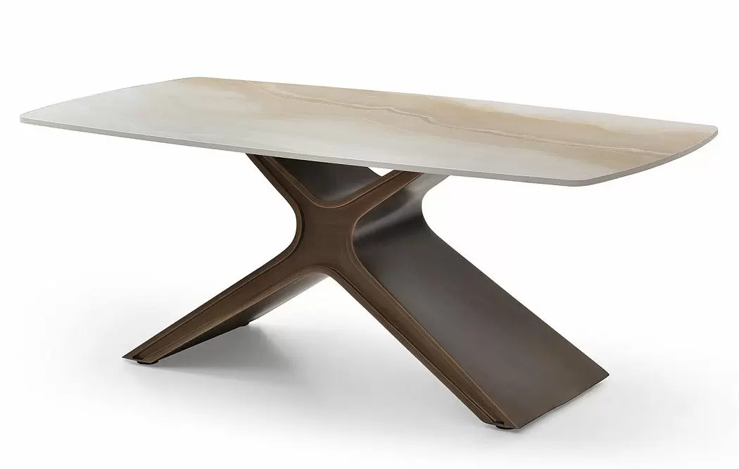 Стол журнальный Charlotta (120), бежевая керамика/бронза - фото 3