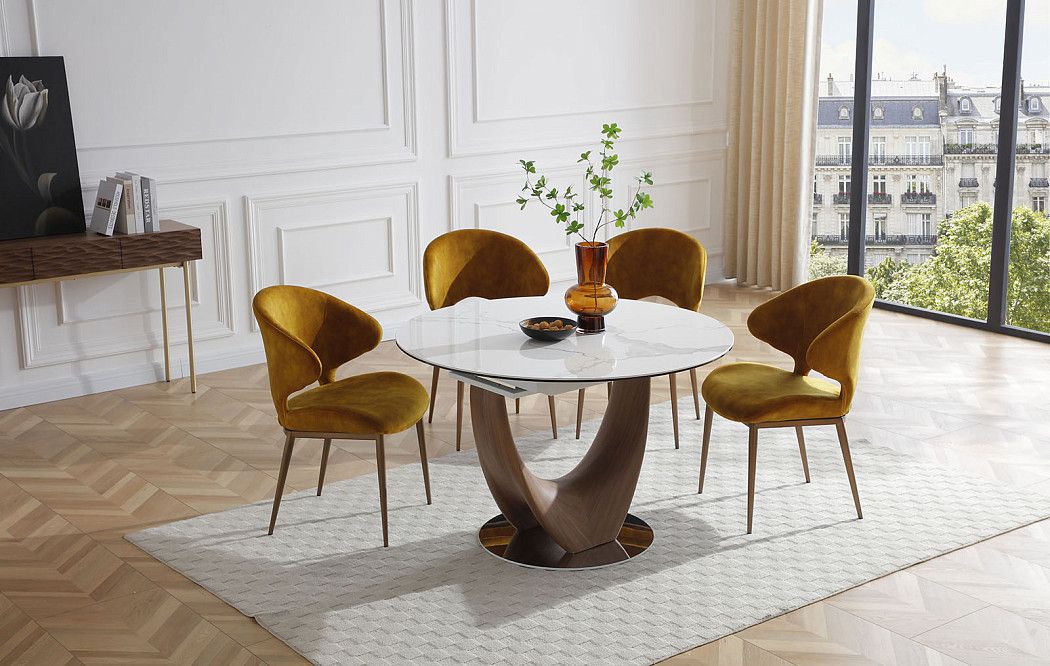 Стол раскладной Triumph 120-180, белая керамика/орех - фото 3