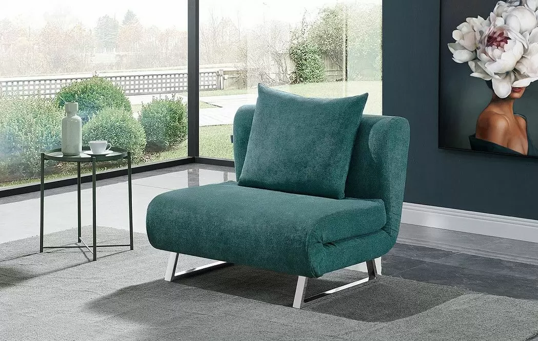 Кресло-кровать Rosy, темно-бирюзовый/хром