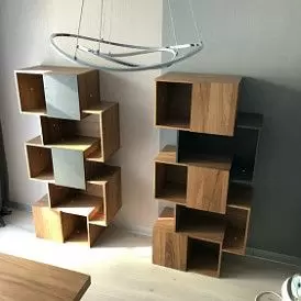 Стеллаж Palo Walnut, орех/серая полка