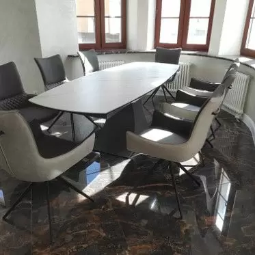 Стол раскладной Palermo 160-240, белая керамика/серый