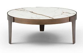 Стол журнальный Corfu (100), белая керамика/бронза