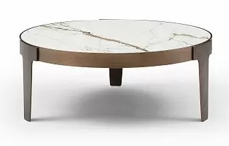 Стол журнальный Corfu (100), белая керамика/бронза