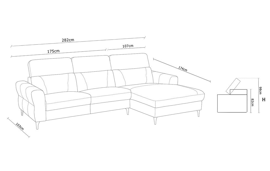 Диван-реклайнер Adeline угловой (правый), серо-бежевый - фото 8