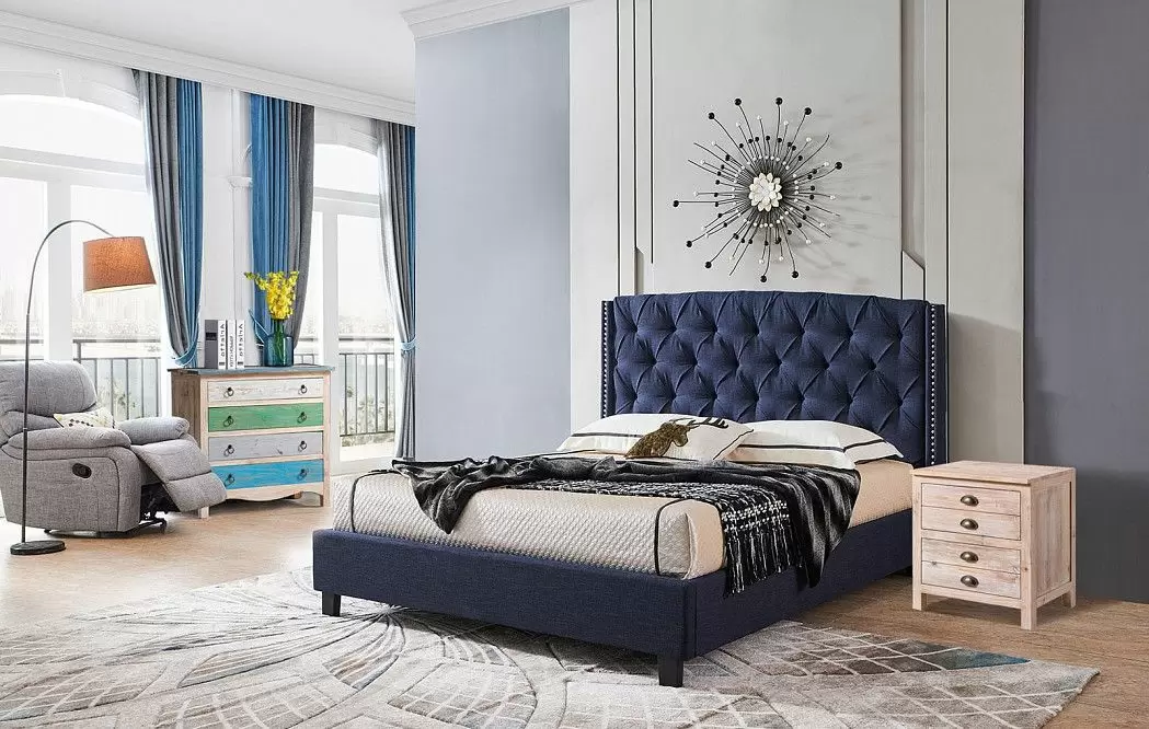 Кровать Evita Grand 180x200, темно-синий - фото 9