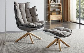 Кресло и оттоманка в стиле Husk, серый Кресло и оттоманка в стиле Husk, серый