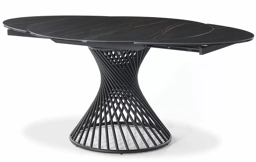 Стол раскладной Tornado 120-180, темная керамика/черный