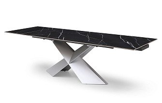 Стол раскладной Armanda 160-240, черная керамика/серебро