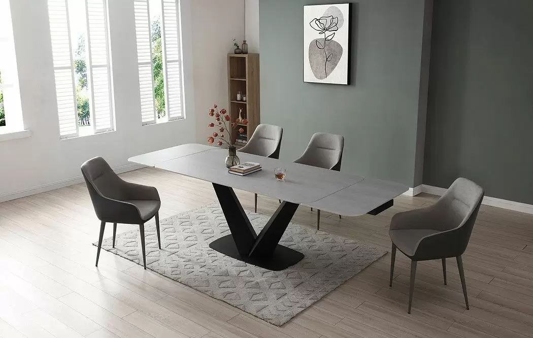 Стол раскладной Virginia 180-260, серая керамика/черный - фото 3