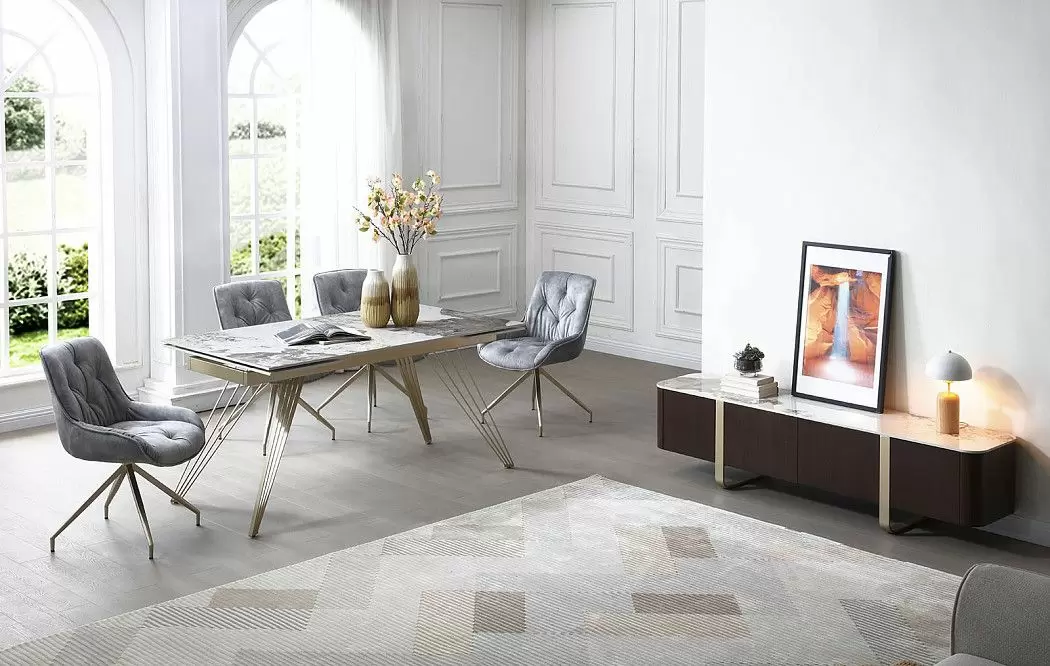 Стол раскладной Parma 160-240, светлая керамика/шампань - фото 5