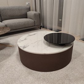 Стол журнальный Paloma (90), мрамор/коричневый