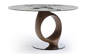 Стол Oasis 130, белая керамика/орех Стол Oasis 130, белая керамика/орех