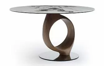 Стол Oasis 130, белая керамика/орех