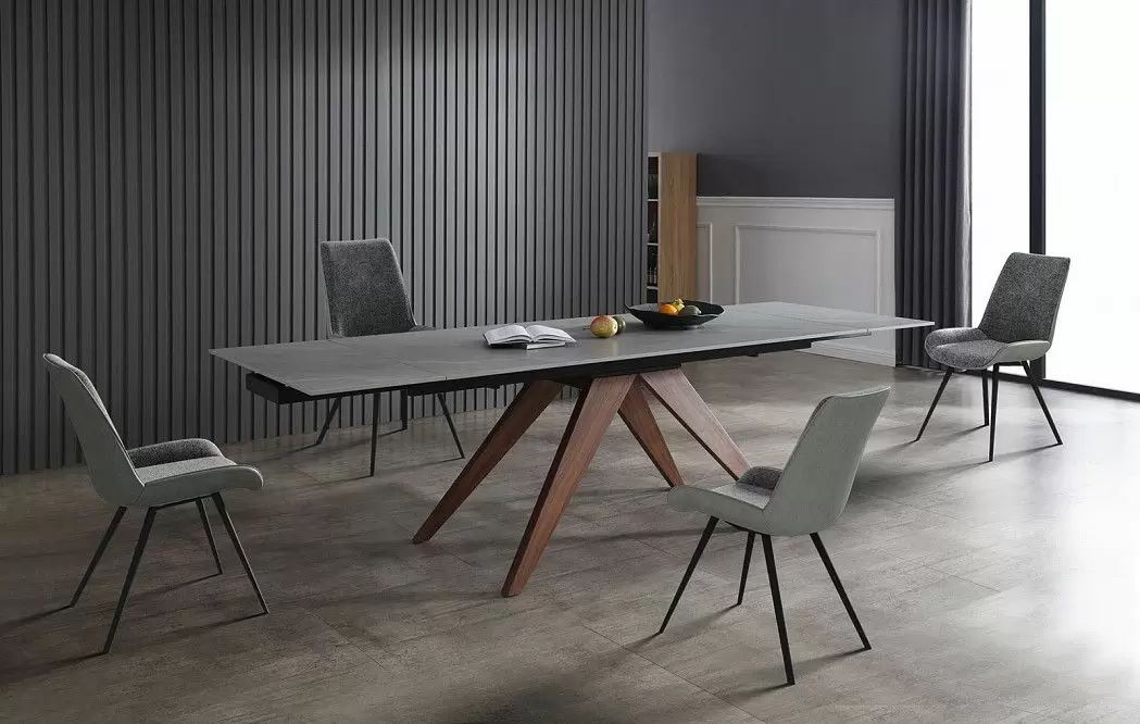 Стол раскладной Valencia 160-240, серая керамика/орех - фото 3