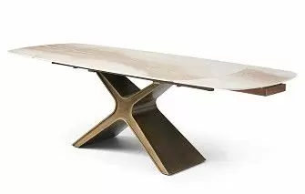 Стол раскладной Charlotta 180-260, бежевая керамика/бронза