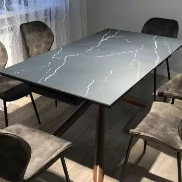 Стол раскладной Ravenna 140-180, черная керамика/орех