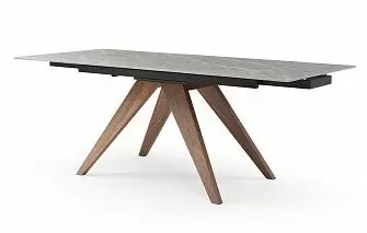Стол раскладной Valencia 140-200, серая керамика/орех