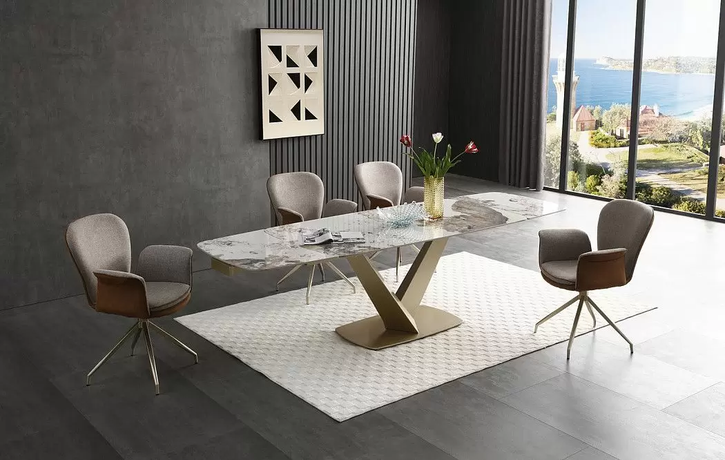 Стол раскладной Victoria 160-240, светлая керамика/шампань - фото 8