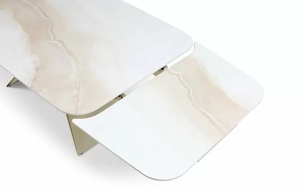 Стол раскладной Richard 180-270, бежевая керамика/шампань - фото 9