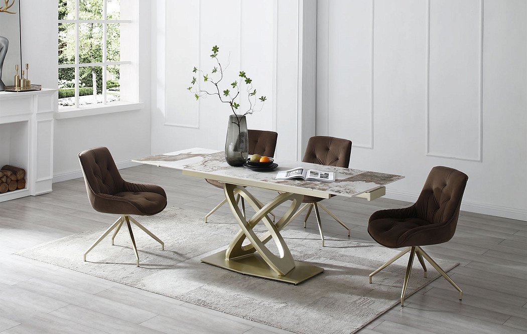 Стол раскладной Luisa 180-280, светлая керамика/шампань - фото 5