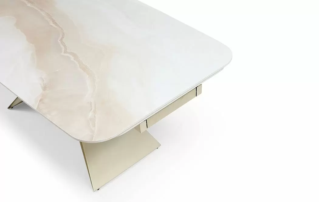 Стол раскладной Richard 180-270, бежевая керамика/шампань - фото 7