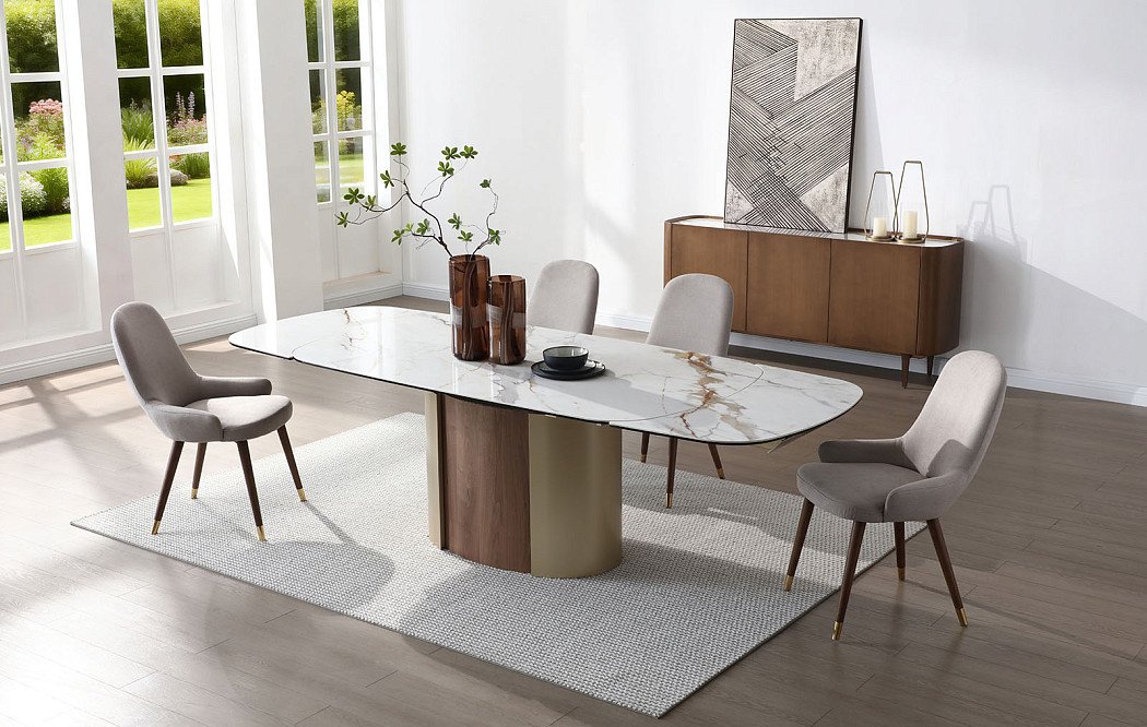 Стол раскладной Milan 180-260, керамика/шампань/орех - фото 4