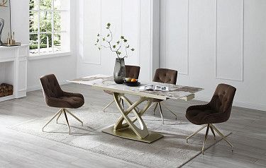 Стол Luisa + 4 коричневых стула Joely