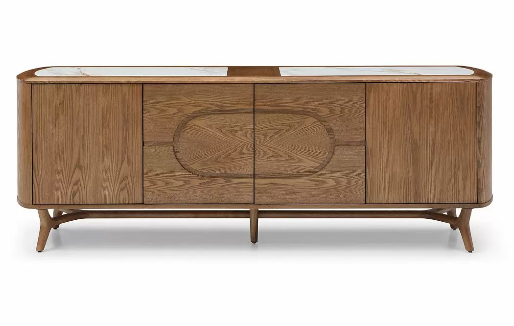 Буфет Carolina, белая керамика/орех