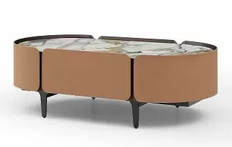 Стол журнальный Scarlett, светлая керамика/коричневый