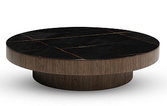 Стол журнальный Pond (120), черное мраморное стекло/орех