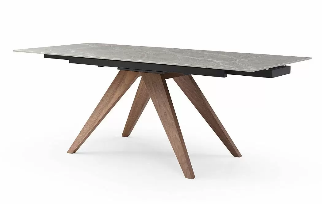 Стол раскладной Valencia 140-200, серая керамика/орех
