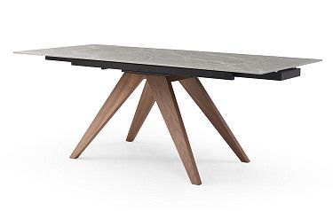Стол раскладной Valencia 140-200, серая керамика/орех