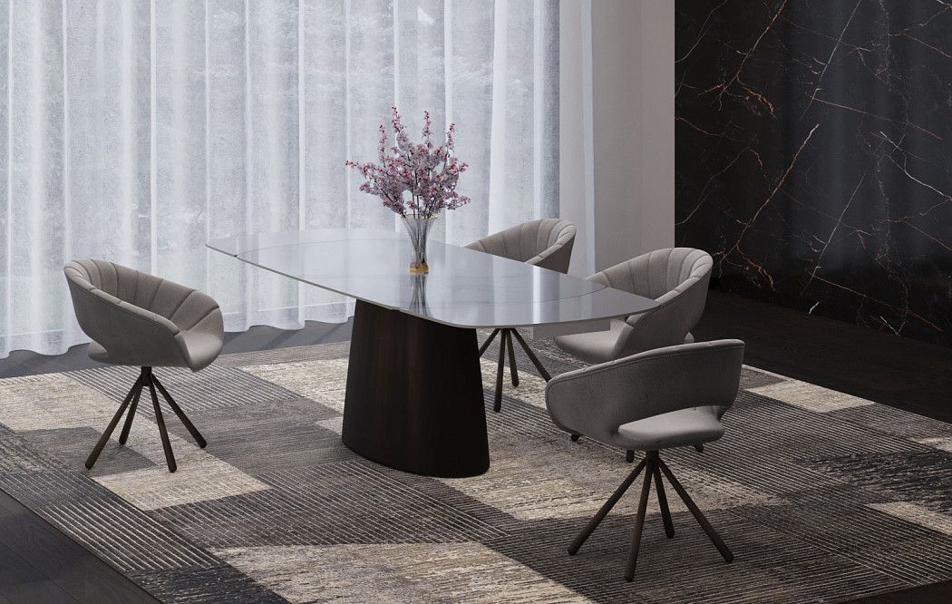 Стол раскладной Bavaria 180-260, белая керамика/орех - фото 6