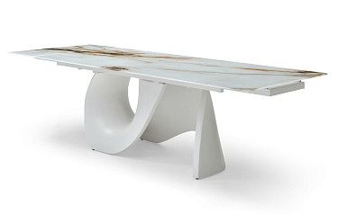 Стол раскладной Julia 200-280, стекло 3D/белый