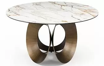 Стол Teodor 135, белая керамика/бронза