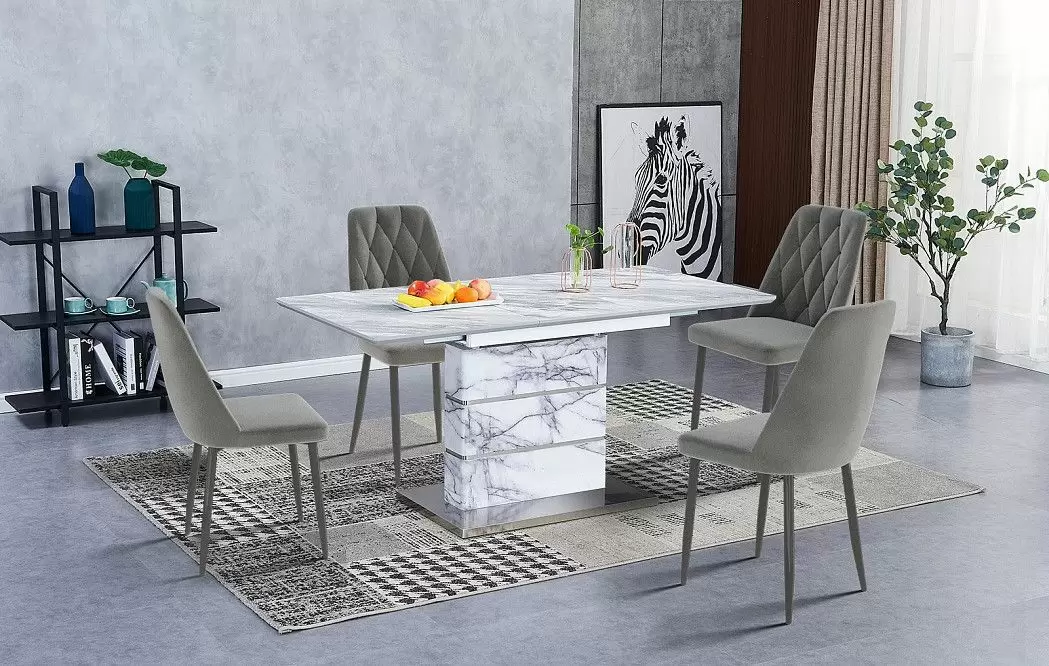 Стол раскладной Gustav 120-160, серый мраморный рисунок - фото 13