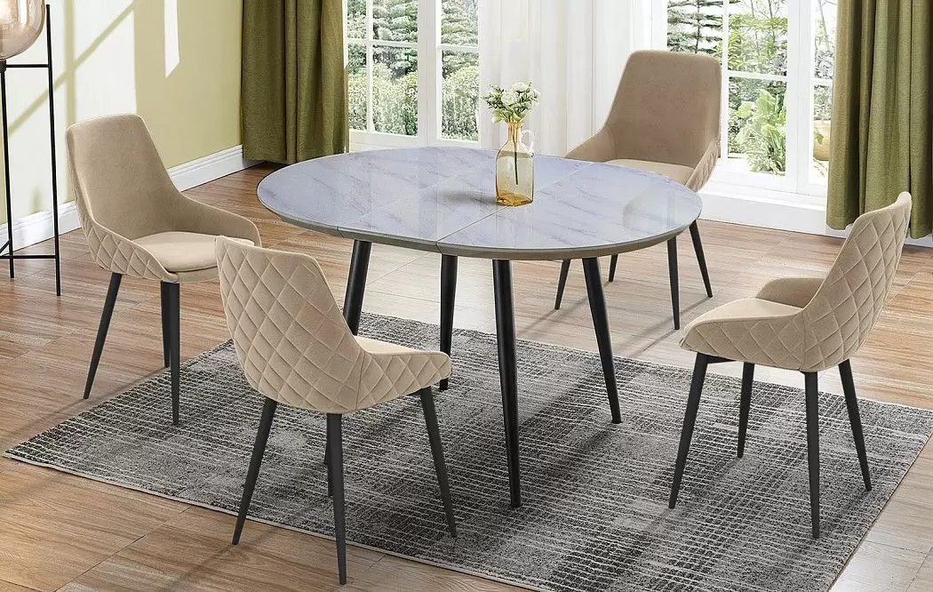 Стол раскладной Leticia 100-130, мраморный рисунок/черный - фото 4