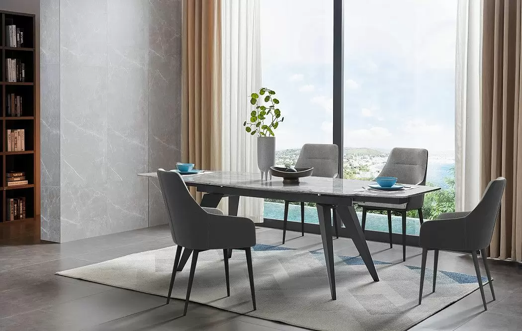 Стол раскладной Ramses 160-230, серый мрамор/черный - фото 3