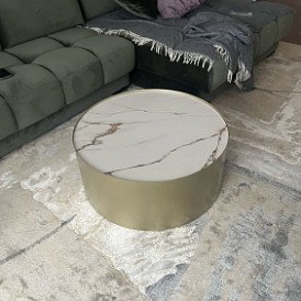 Стол журнальный Amber (80), белая керамика/шампань