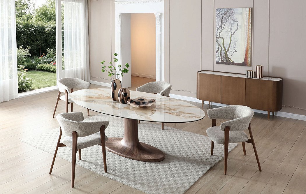 Стол Lucia 240, светлая керамика/орех - фото 2