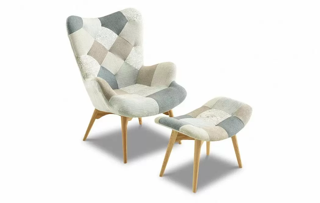 Кресло и оттоманка Contour, светлый пэчворк/ясень - фото 15