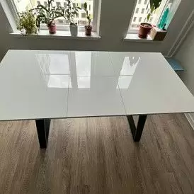 Стол раскладной Dakota 120-160, белый/черный