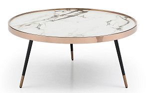 Стол журнальный Carla (90), белая керамика/розовое золото