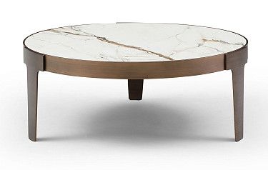 Стол журнальный Corfu (100), белая керамика/бронза