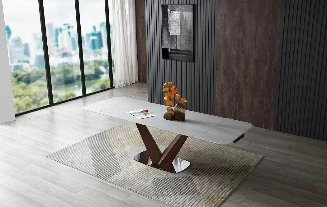 Стол раскладной Veronica 180-260, серая керамика/орех - фото 6