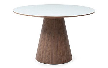 Стол Vanessa 120, белое стекло/орех
