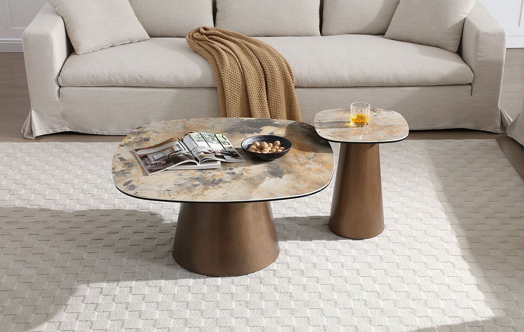 Стол журнальный Melanie (90), медь/керамика - фото 3