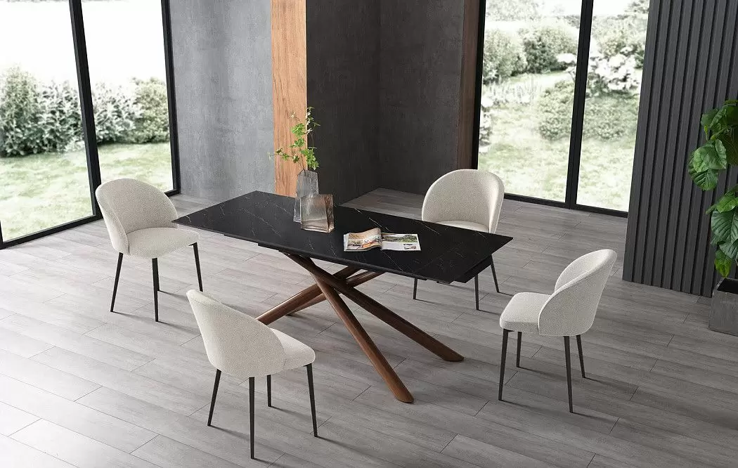 Стол раскладной Ravenna 160-220, черная керамика/орех - фото 4