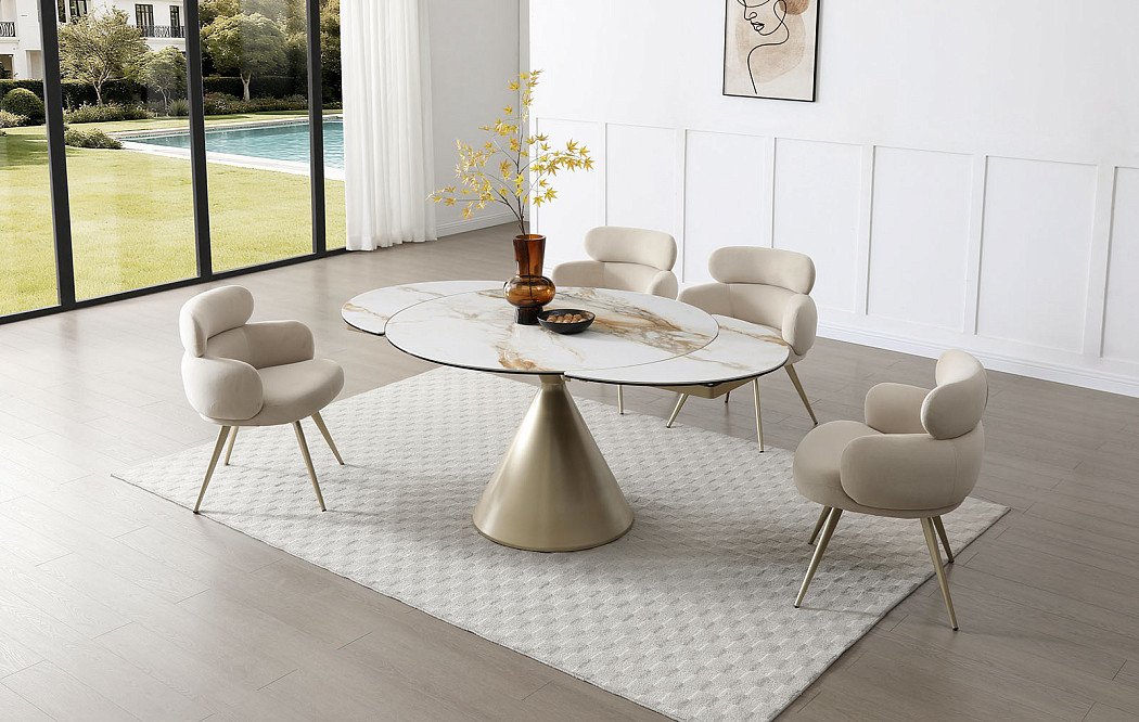 Стол раскладной Josephina 120-180, керамика/шампань - фото 4